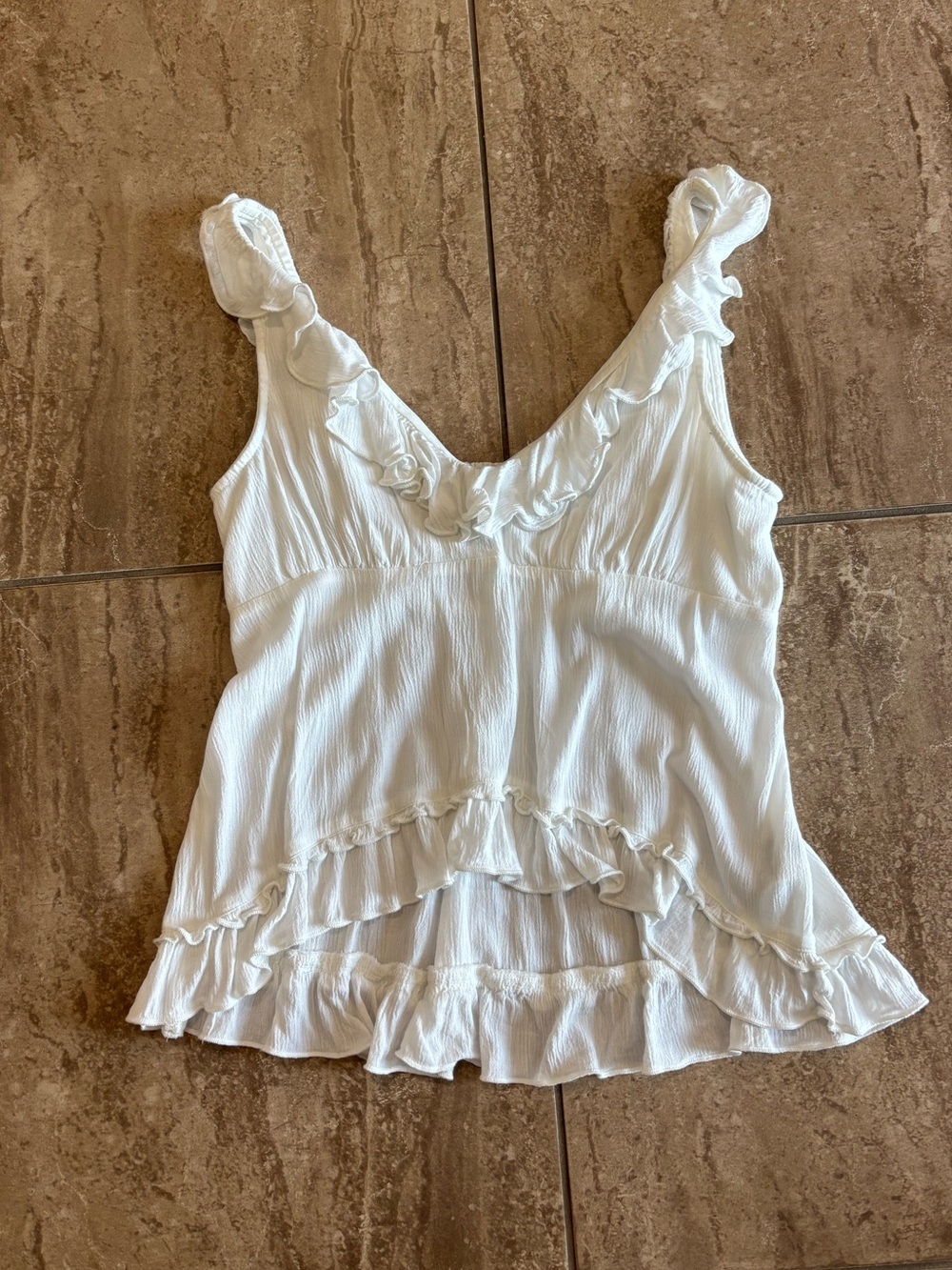 Hollister babydoll ruffle white top